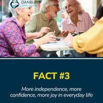 Group of elderly adults laughing and socializing together at a table
